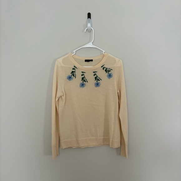 j.crew merino wool embroidered floral sweater - Picture 2 of 7